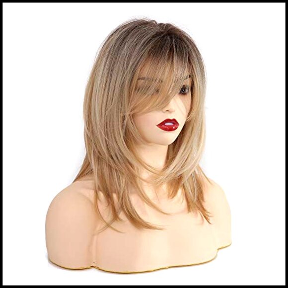 Shoulder Length Layered Curly Wig with Bangs Modern Glueless Heat Resistant